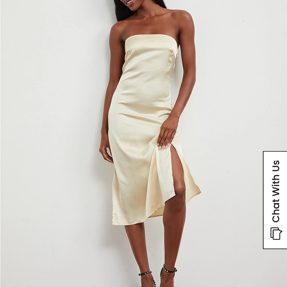 Elegant Yellow Strapless Dress